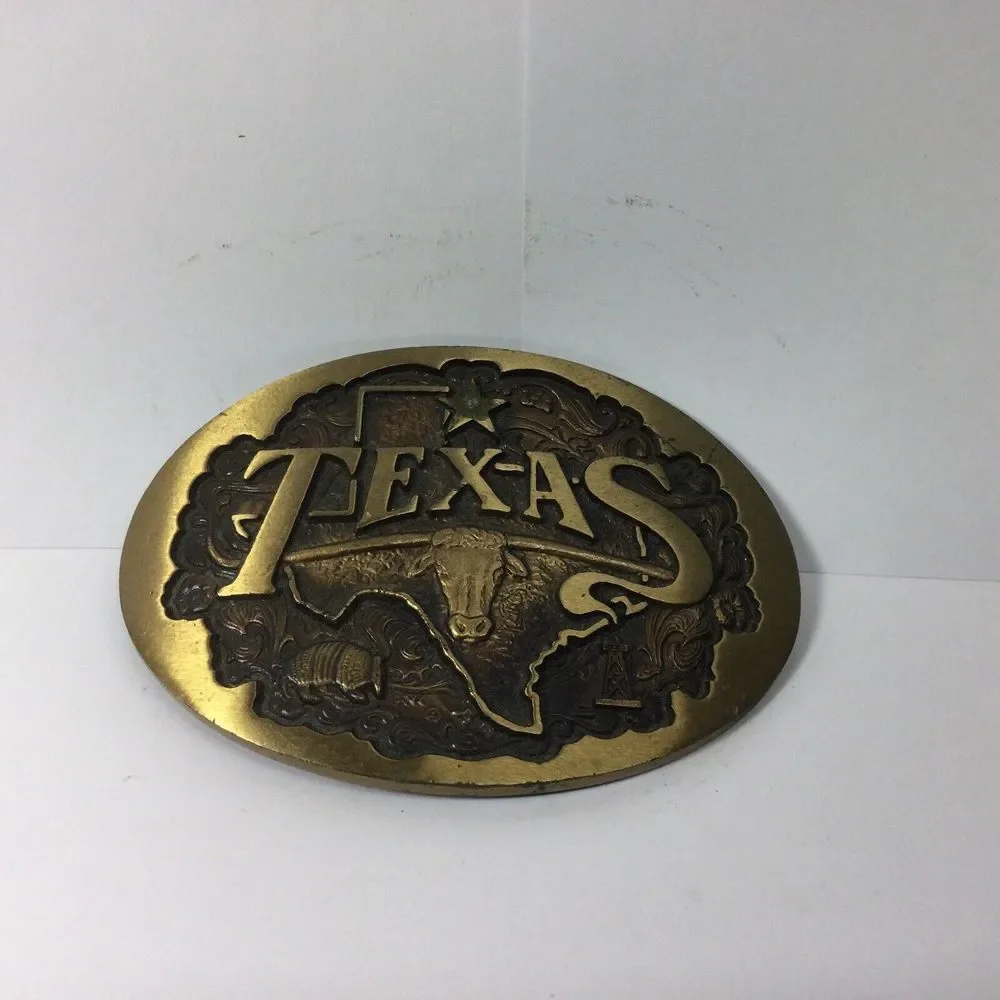 Vintage Texas Belt Buckle Longhorn‎ Solid Bronze High Mesa Albuquerque NM